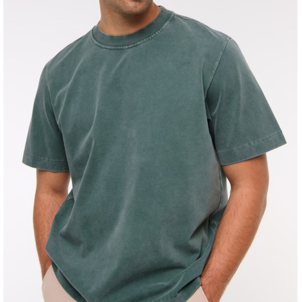 Abercrombie Men's Premium Heavyweight 2.0 Tee Green Large TALL